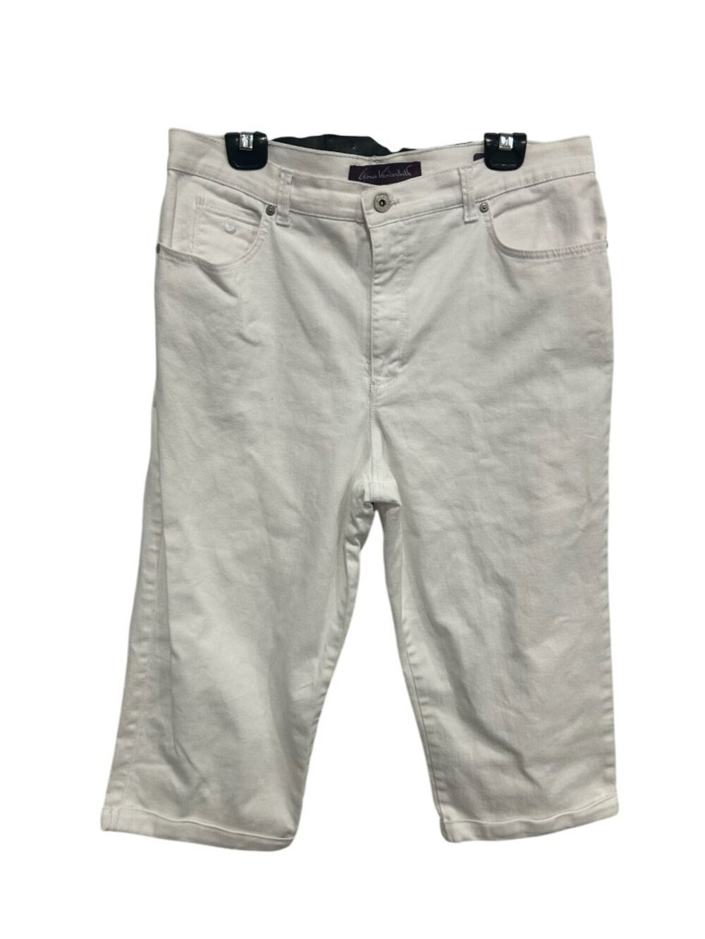 Gloria Vanderbilt 16 White Denim Capri Pants Stretch Cotton Minimalist Coastal